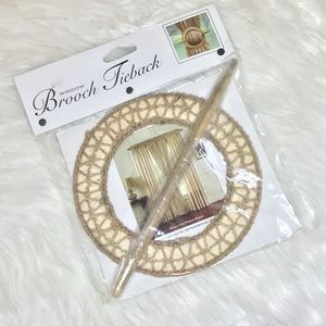 Natural Woven Hemp Window Brooch Tieback Set New